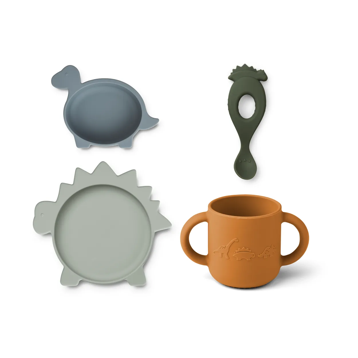 Liewood Vivi serve set silicone 4 pieces Dino blue multi mix