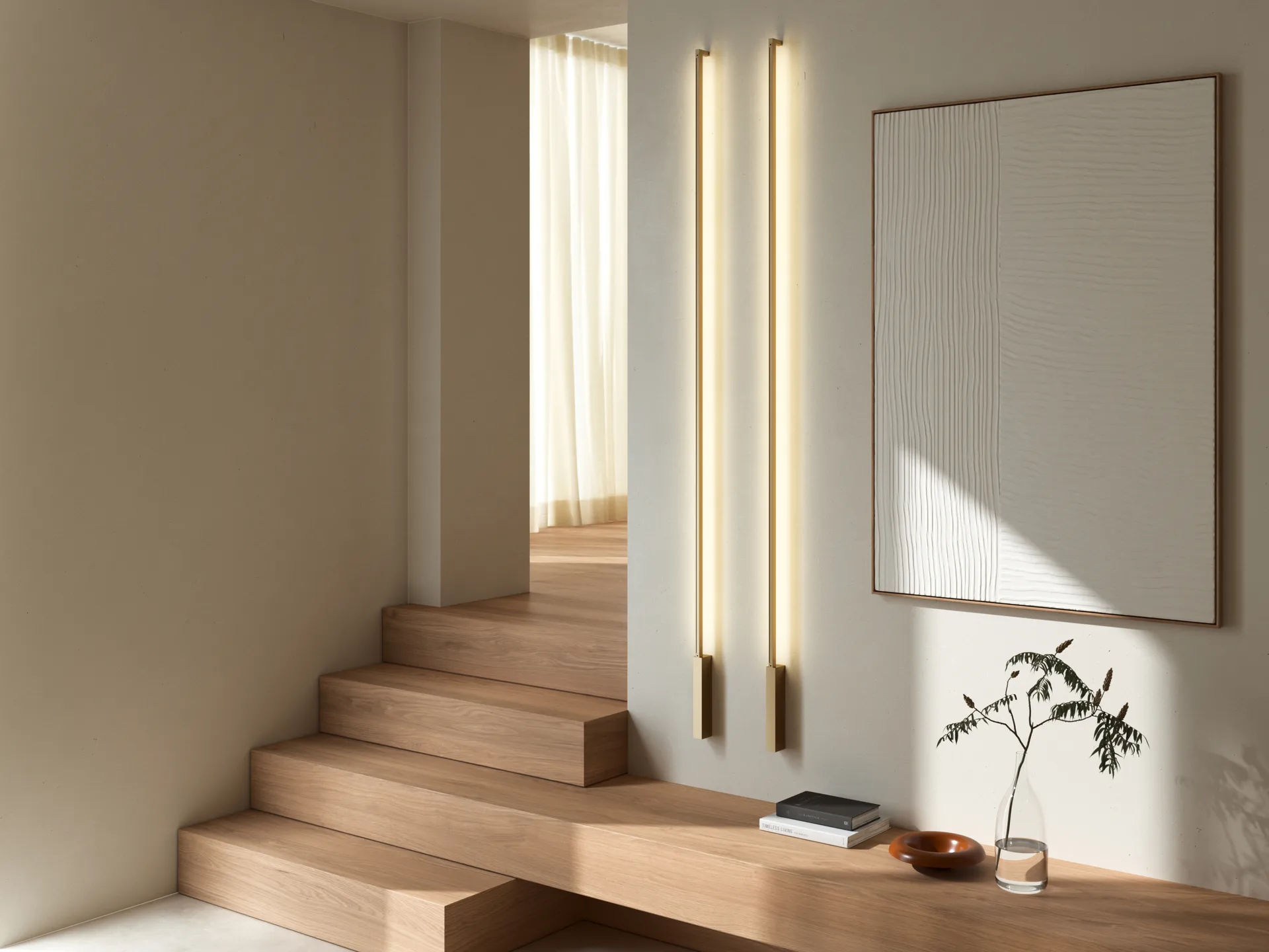 Stripe C/W wall lamp, Brass, 4x200 cm Light-Point