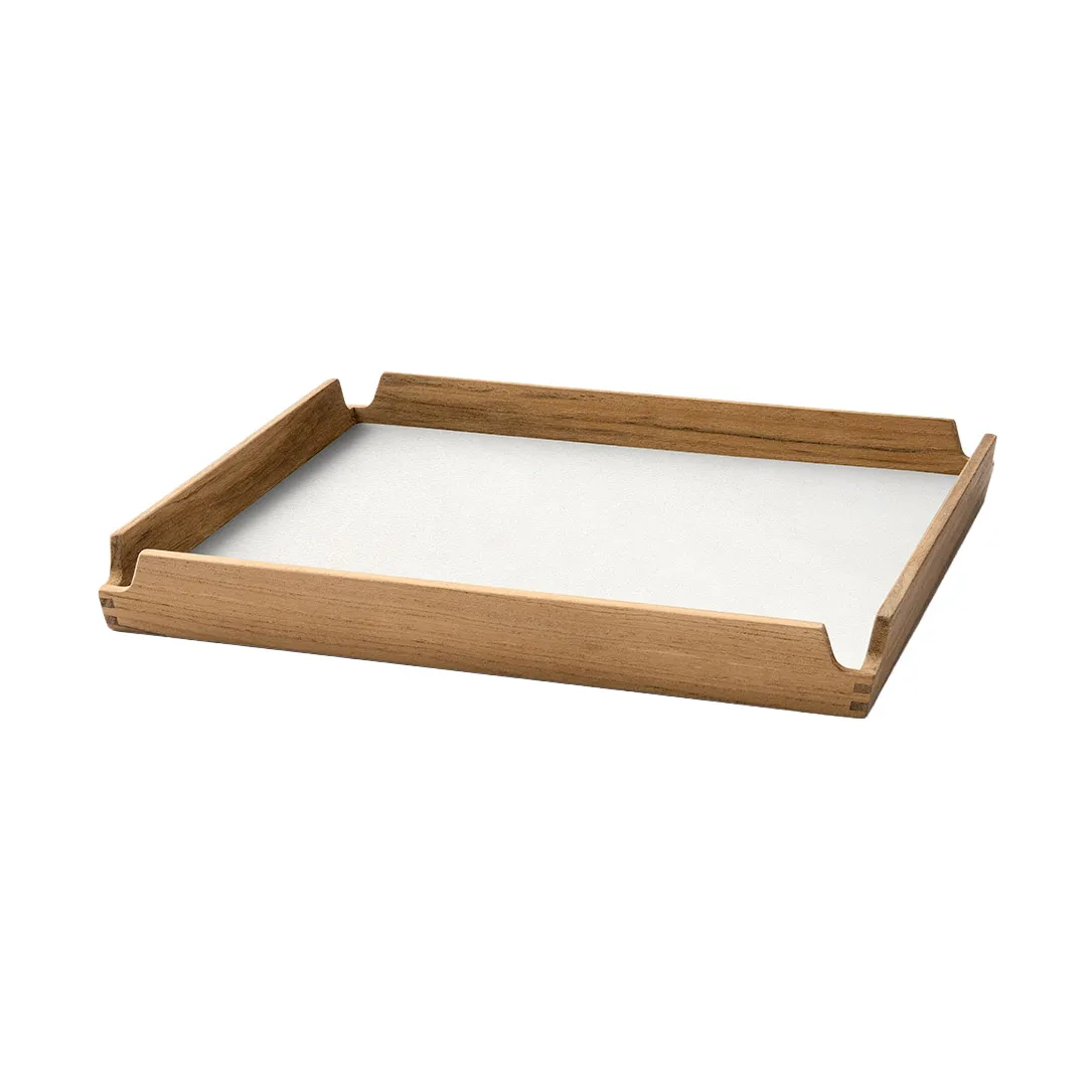 Airy teak tray square S, Nupo pure white LIND DNA