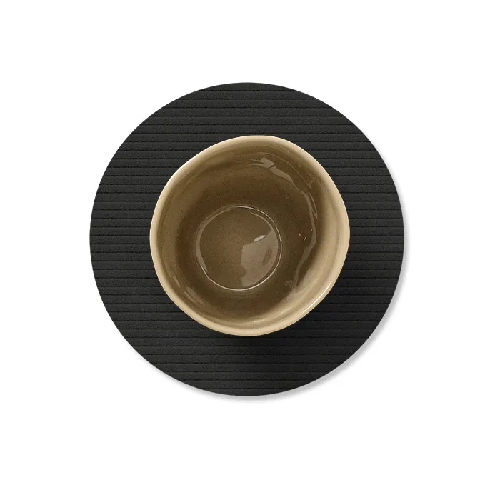 Corduroy coasters, Black ink, circle LIND DNA