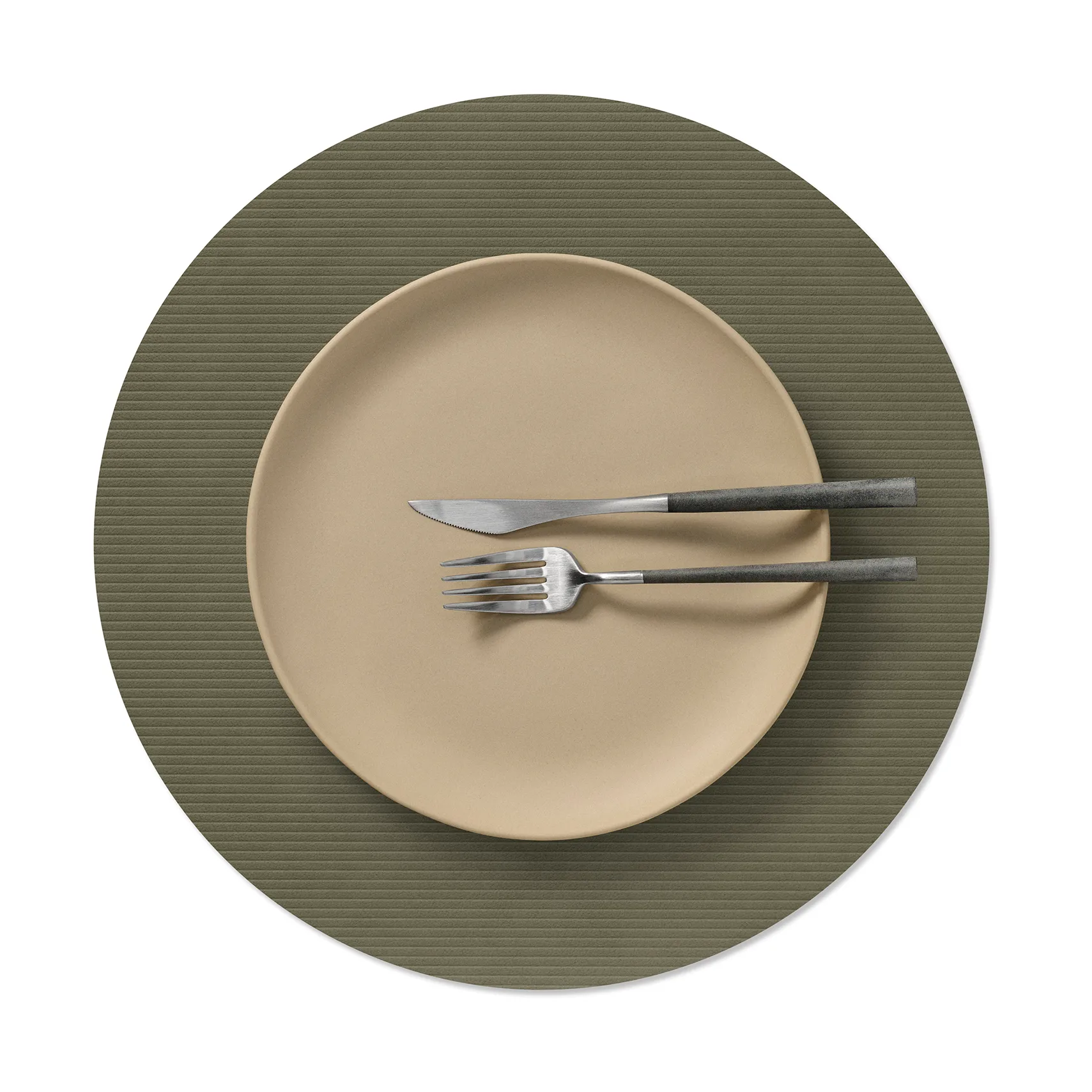 Corduroy placemat, Army green, circle, L LIND DNA
