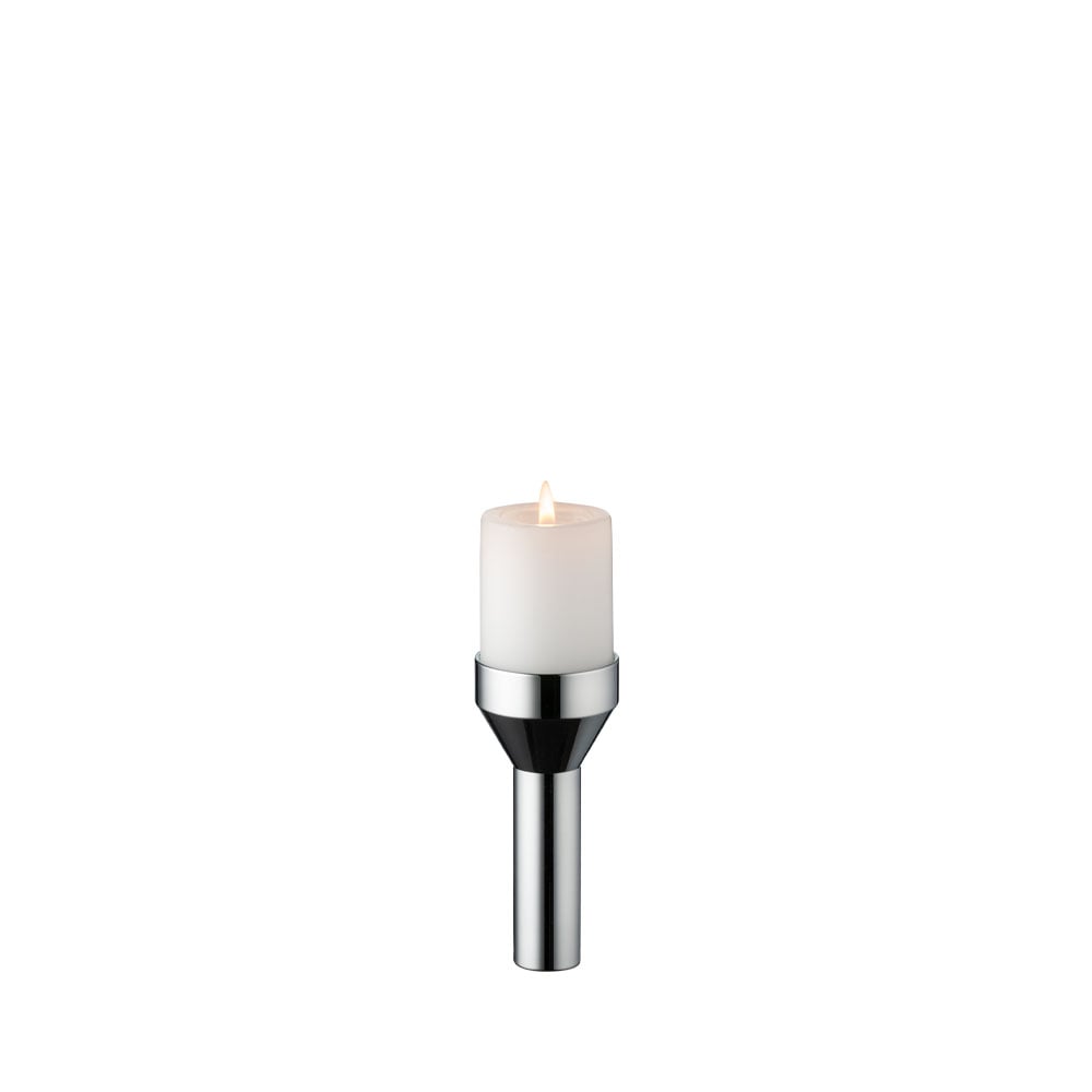 LIND DNA Curve Candlestick Chrome, pillar | Scandinavian Design | Candle holders | Silver-coloured