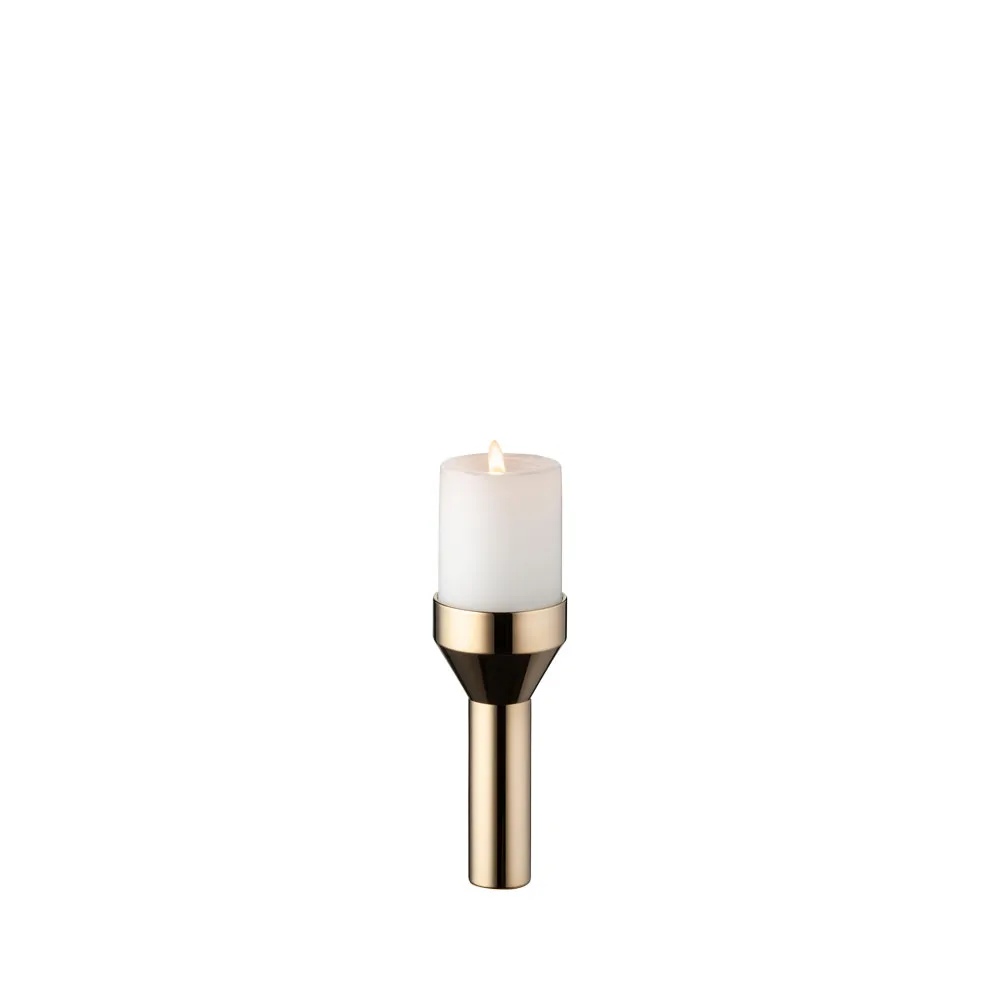 LIND DNA Curve Candlestick Gold, pillar | Scandinavian Design | Candle holders | Gold-coloured