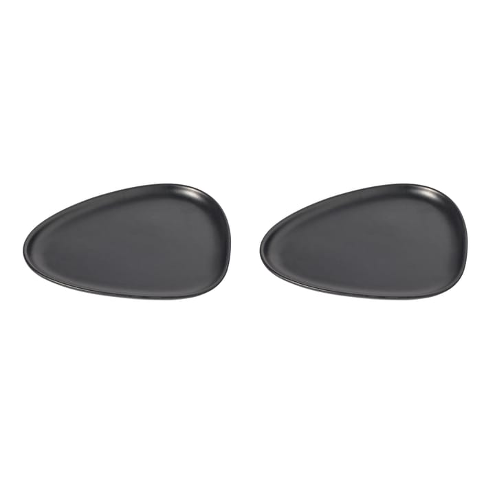 Curve Stoneware lunch plate 2-pack - Black - LIND DNA