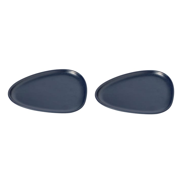 Curve Stoneware lunch plate 2-pack - Marine blue - LIND DNA
