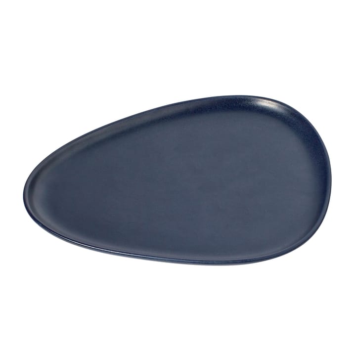 Curve Stoneware plate 26x30 cm - navy blue - LIND DNA