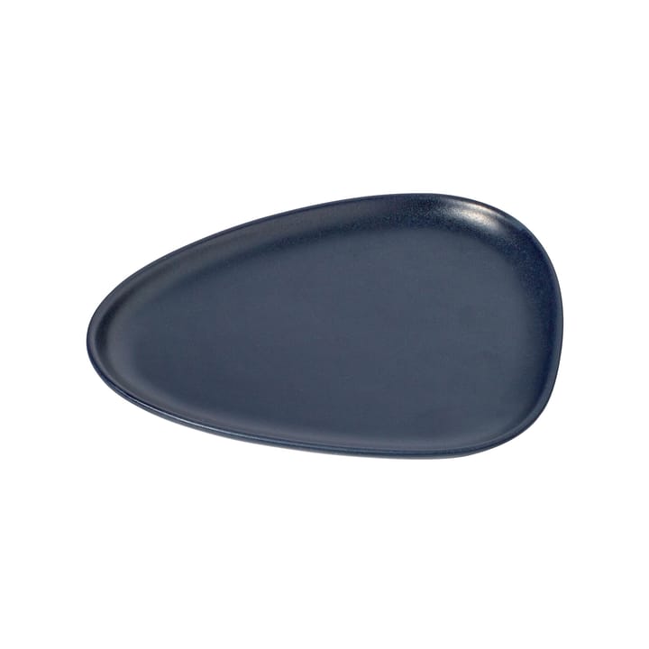 Curve Stoneware small plate 19x22 cm - navy blue - LIND DNA