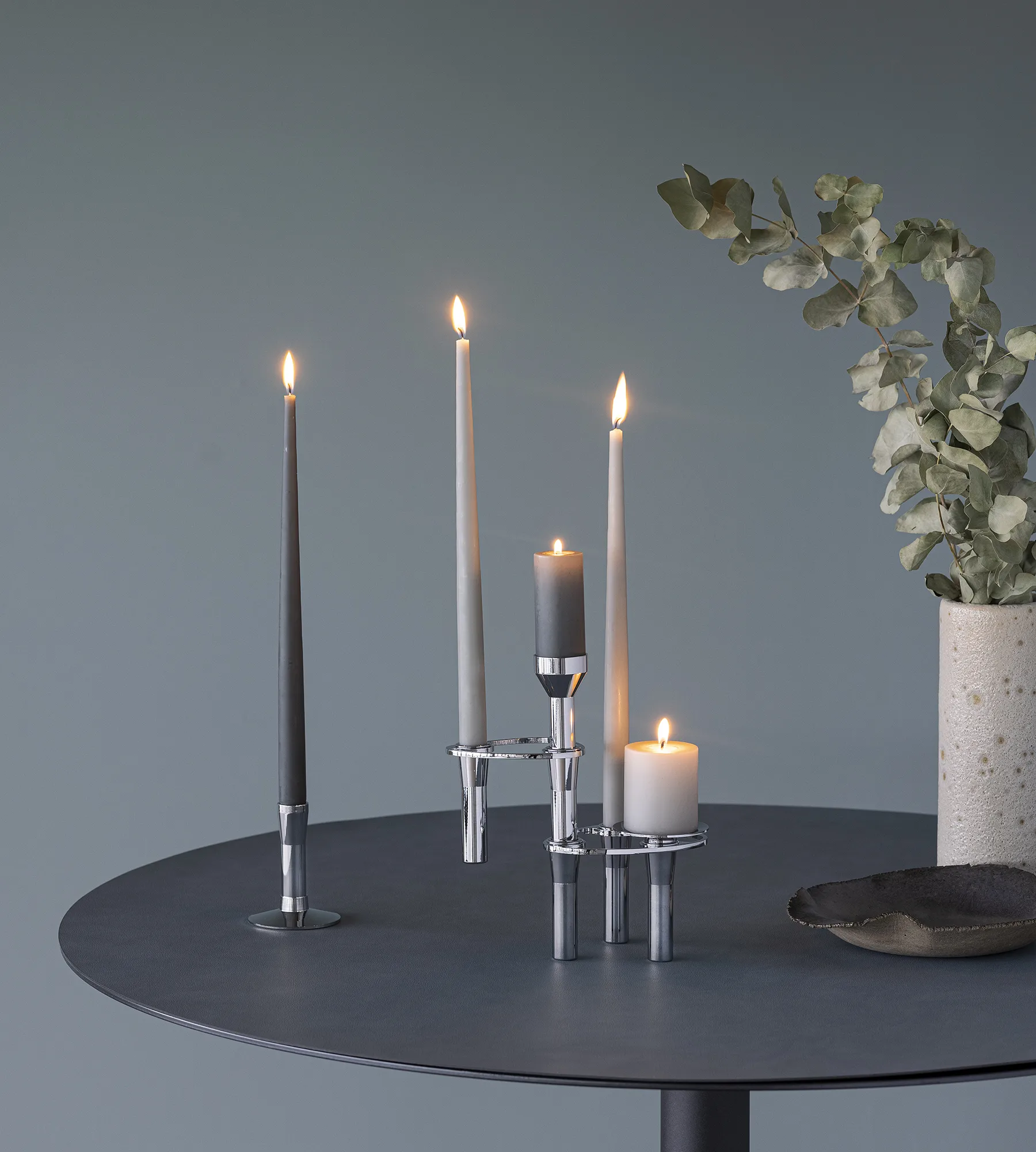 Lind Curve combinable candle sticks chrome, Triple LIND DNA