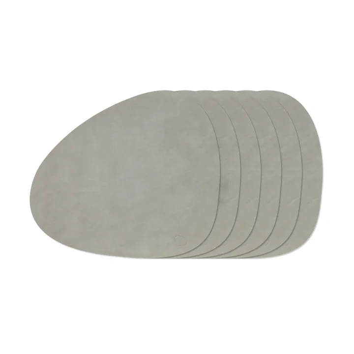 Nupo Curve placemat set - Light grey, 6-pack, 44x37 cm - LIND DNA