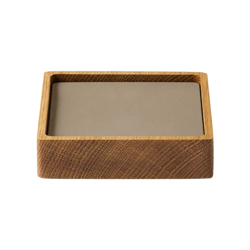 Wood Box coaster set, Nature-oak, square, S, Nupo clay brown, 9 pieces LIND DNA