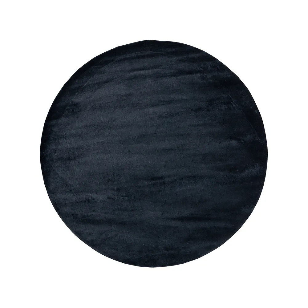 Linie Design Lucens rug round Navy | Scandinavian Design | Fringe & Deep pile rugs | Blue