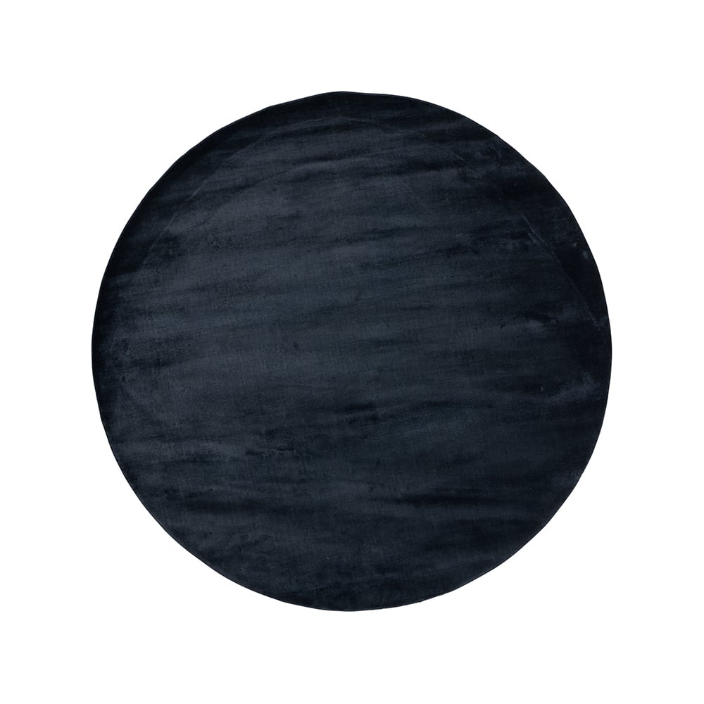 Linie Design Lucens rug round Navy | Scandinavian Design | Fringe & Deep pile rugs | Blue