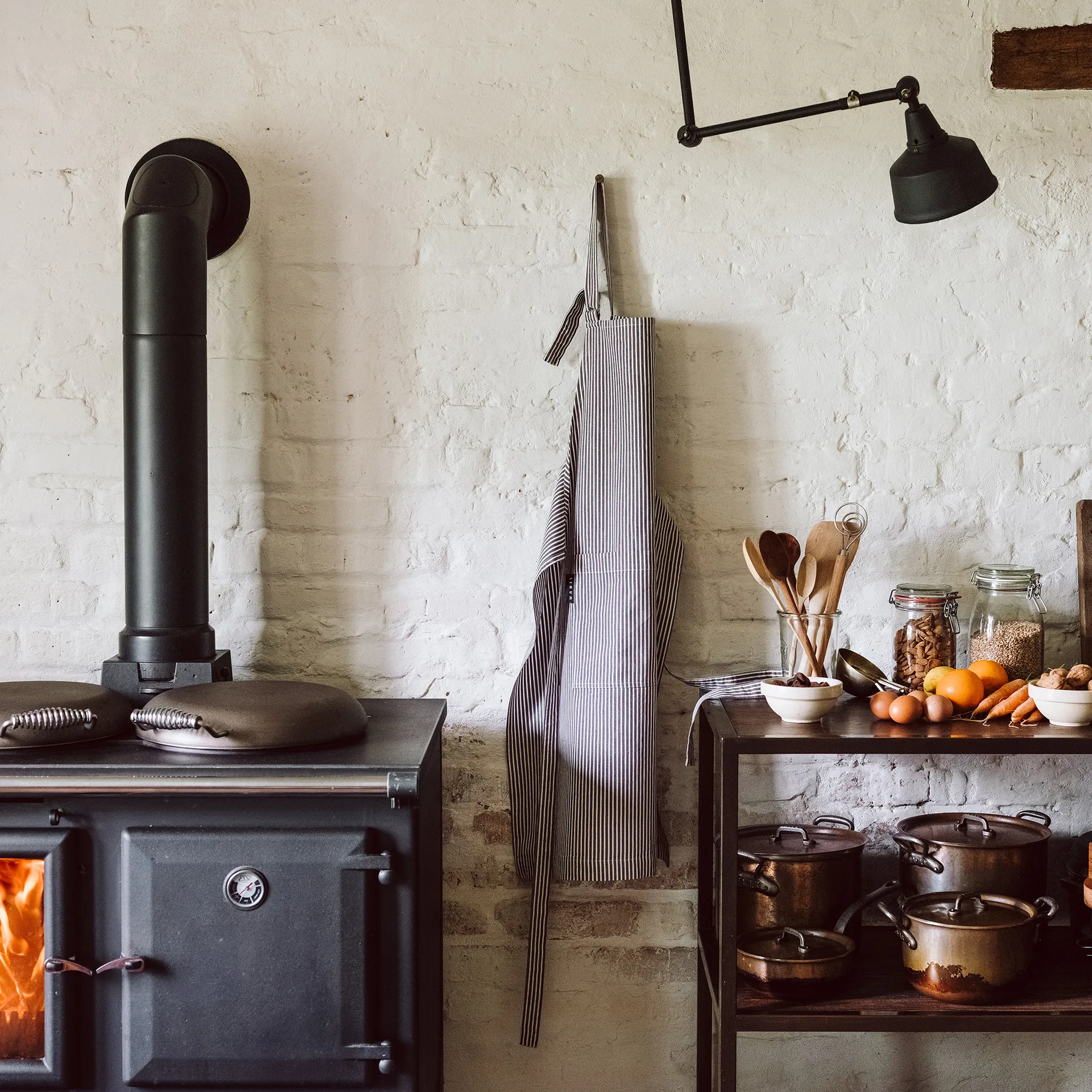 Emma apron, Granite gray Linum