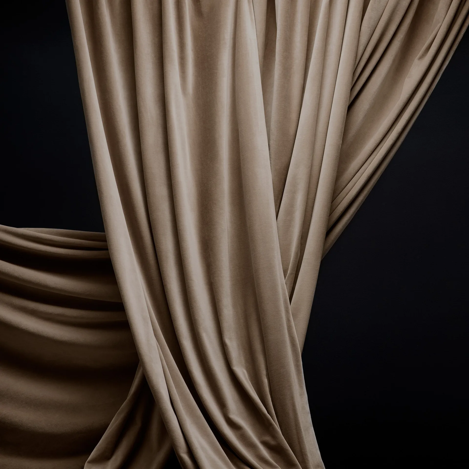 Paolo curtain with gathering tape, Taupe Brown Linum