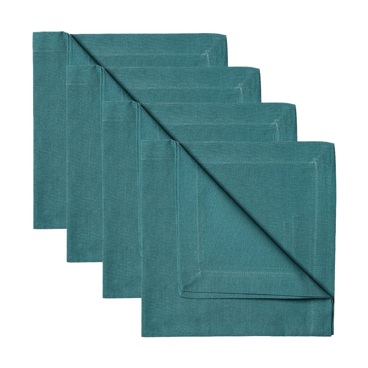 Linum Robert napkins 4-pack Dark grey-turquoise | Scandinavian Design | Linen & cotton napkins | Grey