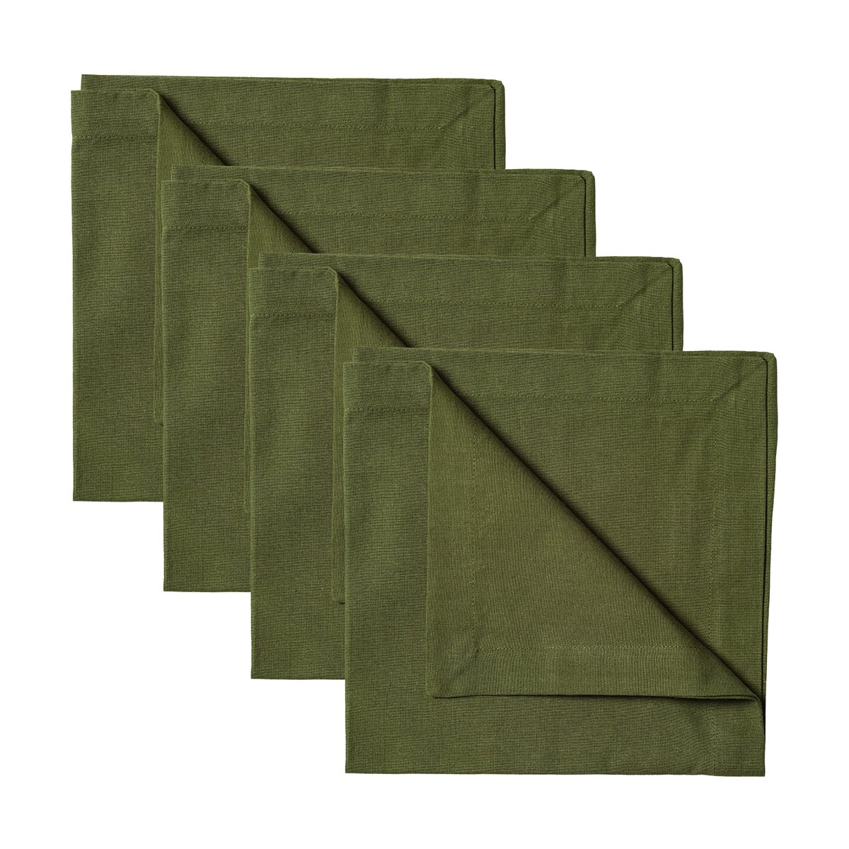 Linum Robert napkins 4-pack Dark olive green | Scandinavian Design | Linen & cotton napkins | Green