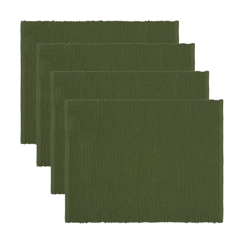 Linum Uni placemat 35x46 cm 4-pack Dark olive green