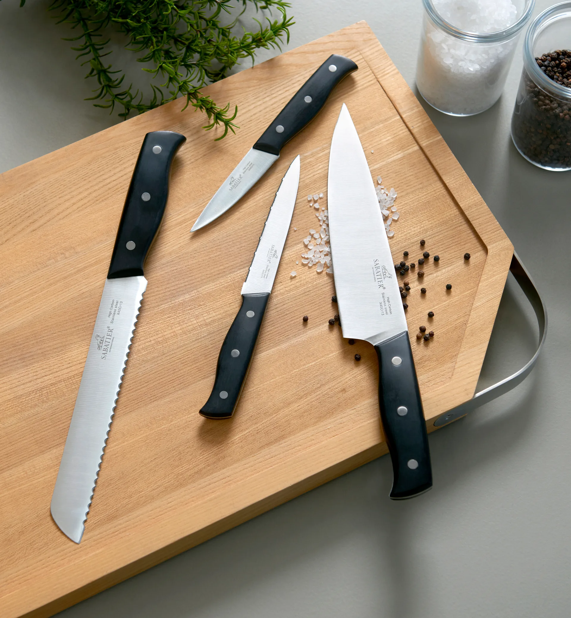 Lion Sabatier Austral knife set 4 pieces, Steel-black Lion Sabatier