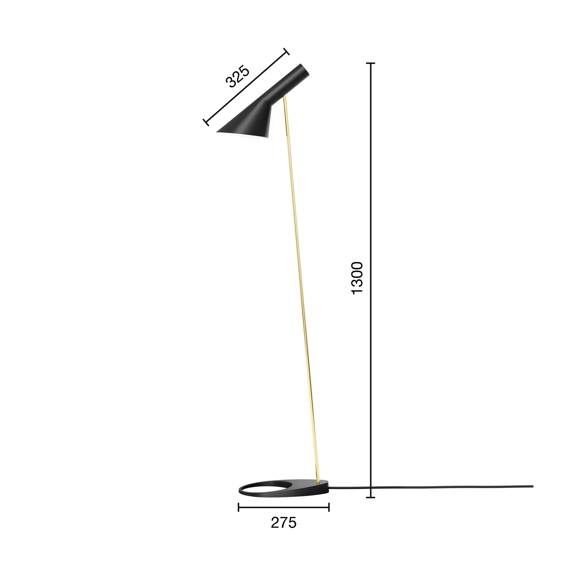 AJ floor lamp, Brass-black Louis Poulsen
