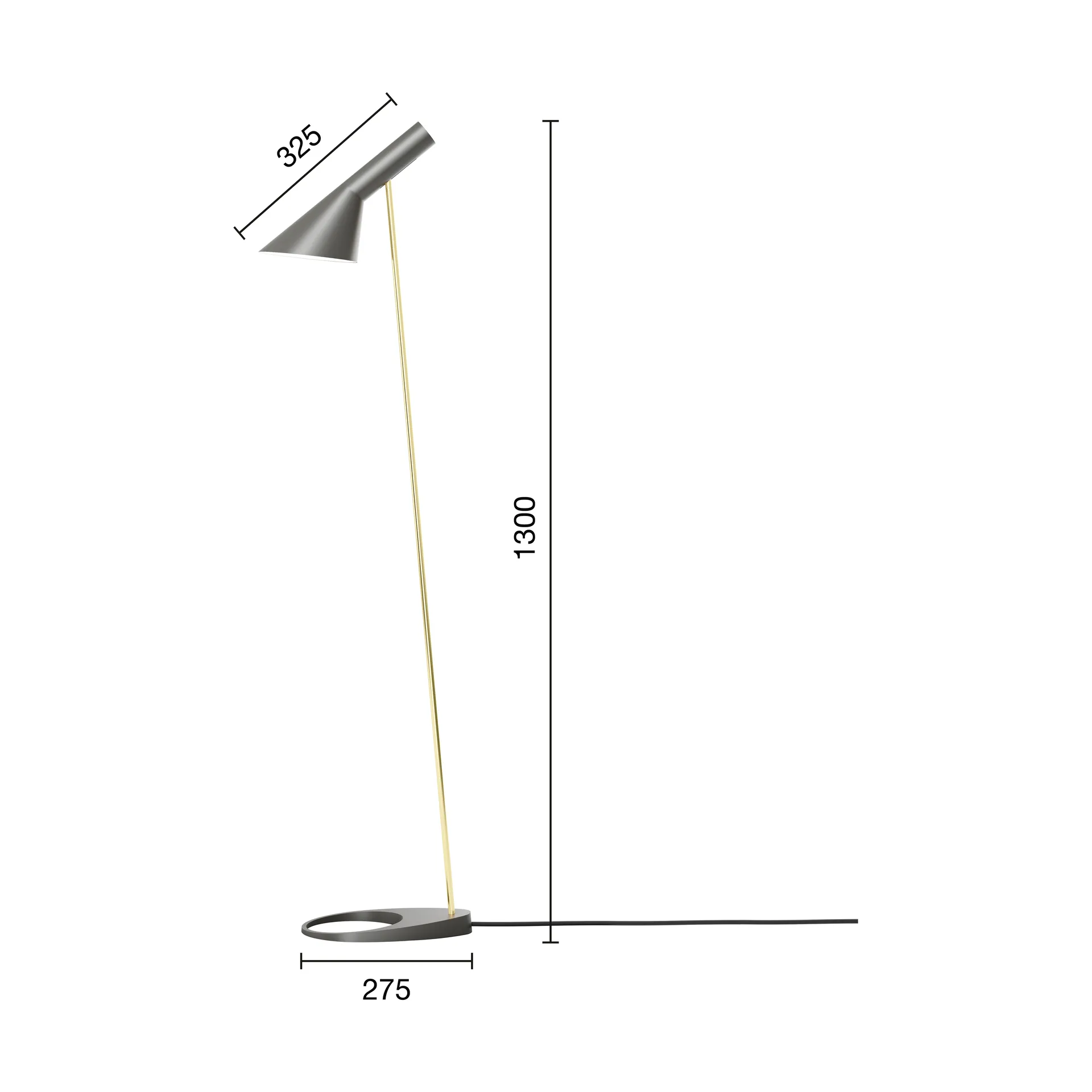 AJ floor lamp, Brass-warm grey Louis Poulsen