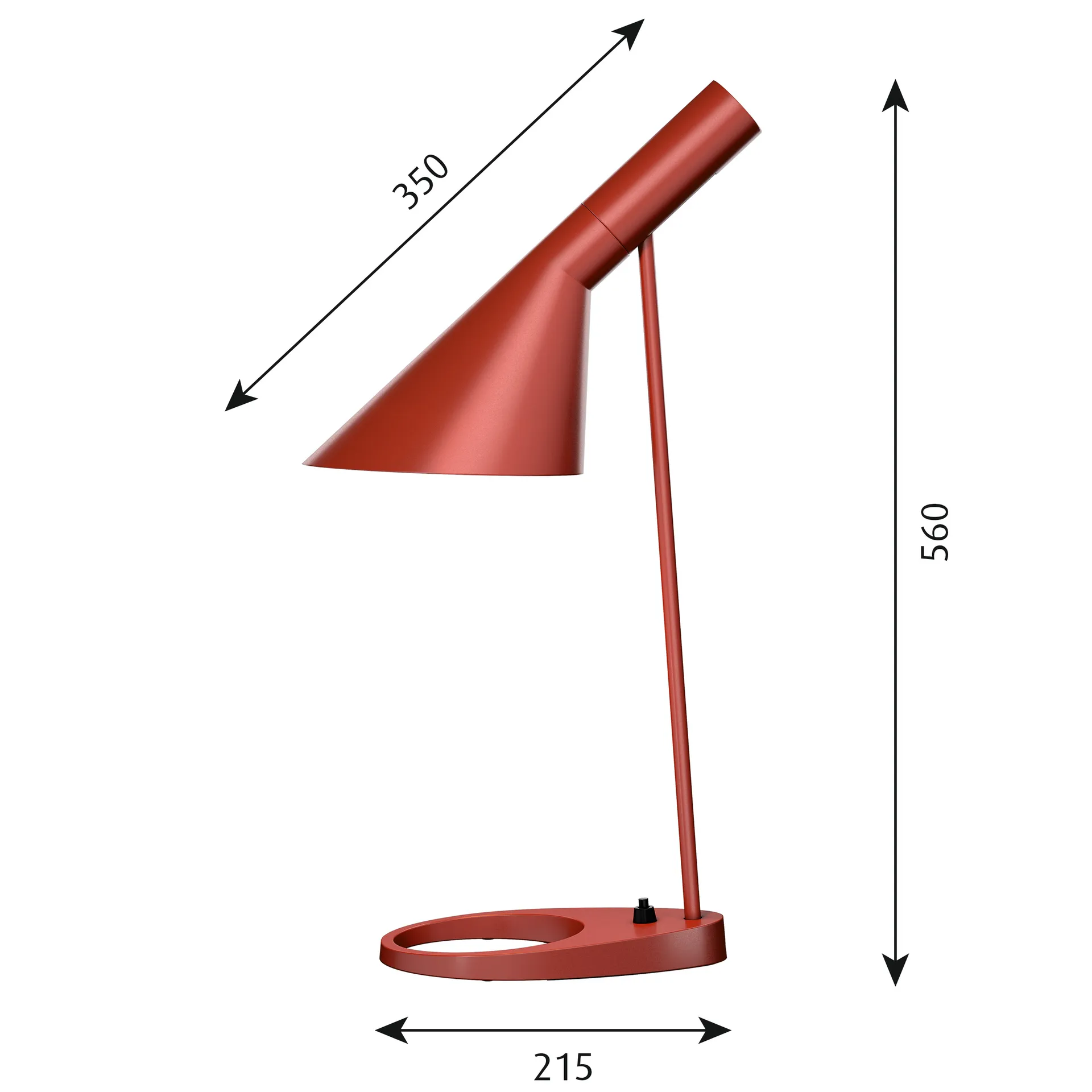 AJ table lamp, Rust-red Louis Poulsen