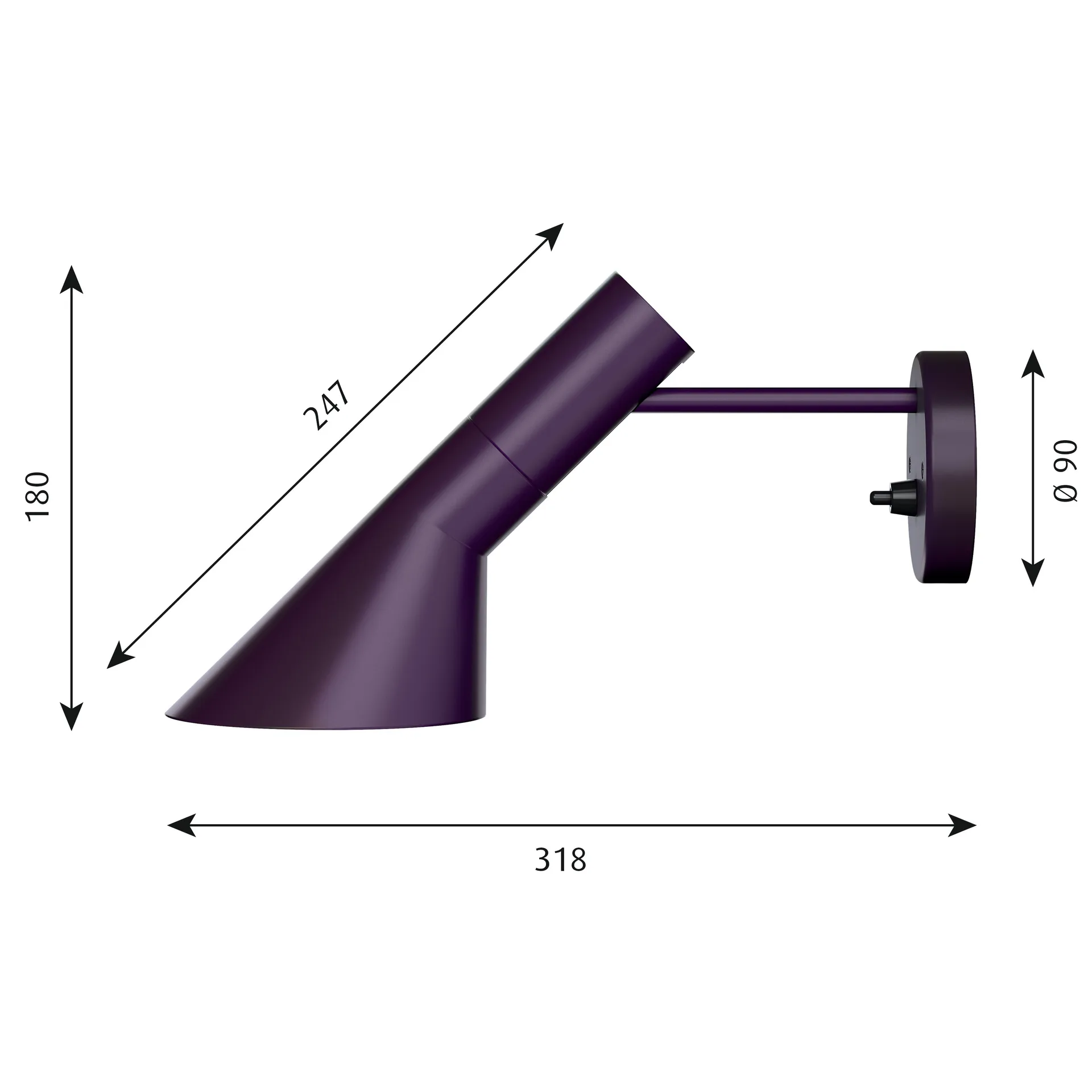 AJ wall lamp, Aubergine Louis Poulsen