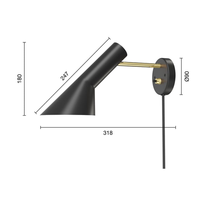 AJ wall lamp, Brass-black Louis Poulsen