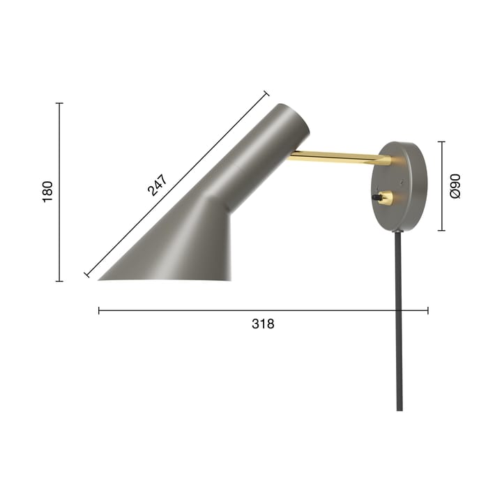 AJ wall lamp, Brass-warm grey Louis Poulsen