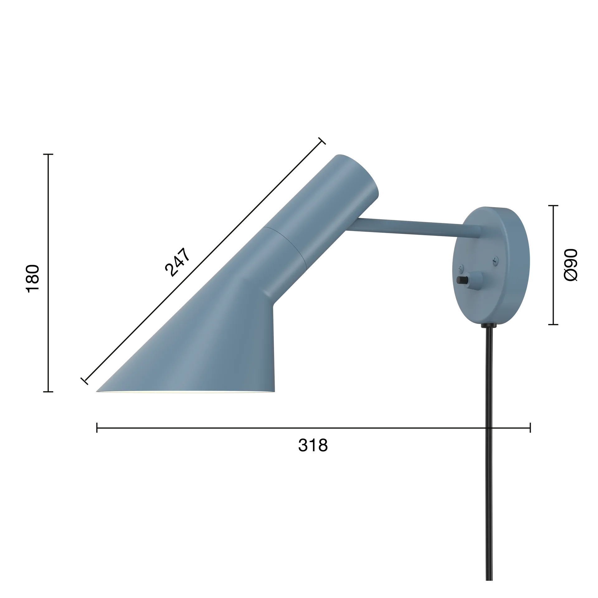 AJ wall lamp, Dusty blue Louis Poulsen