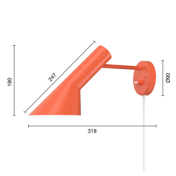 AJ wall lamp - Electric orange - Louis Poulsen