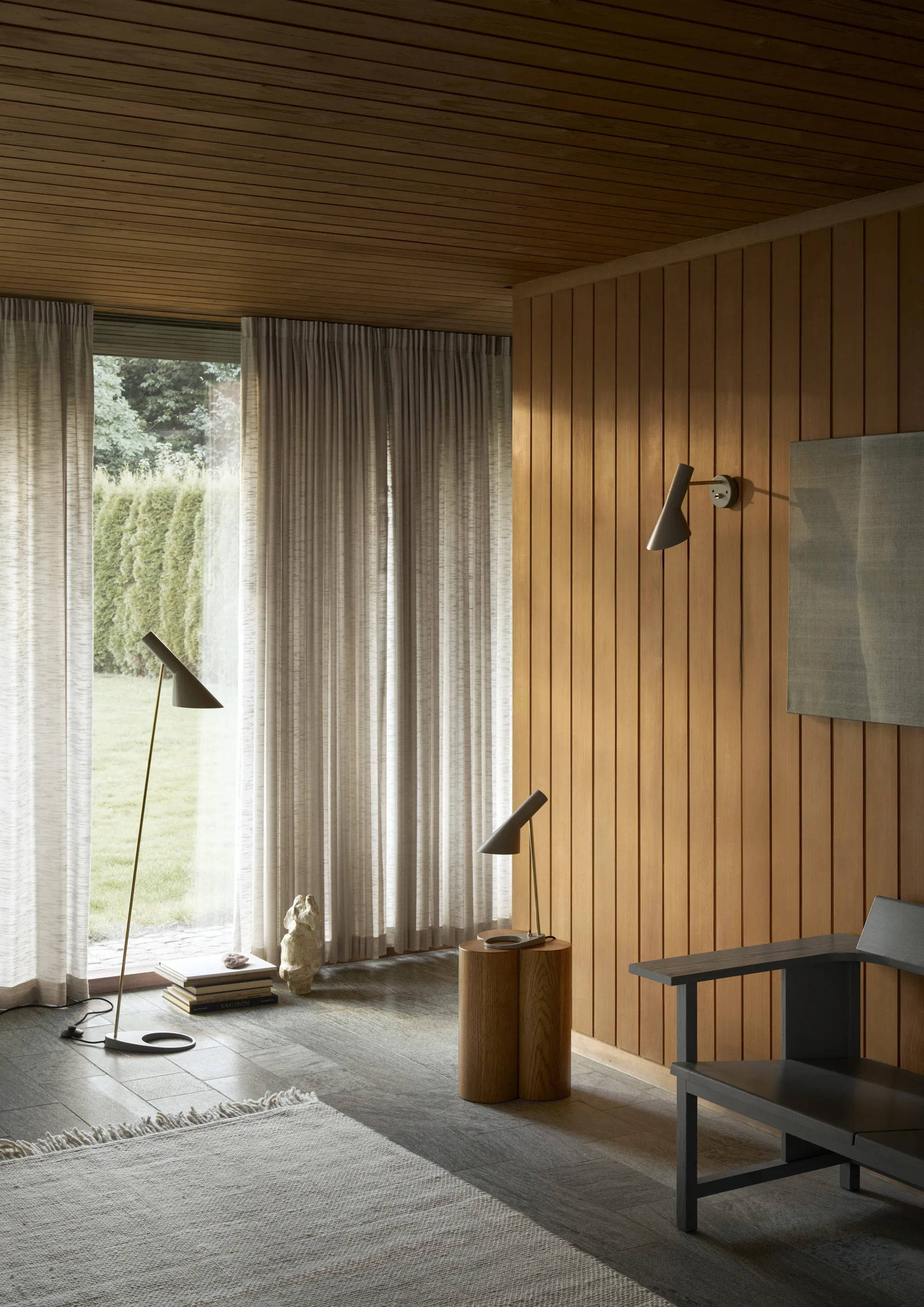 AJ wall lamp fixed installation, Brass-warm grey Louis Poulsen