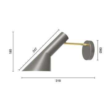 AJ wall lamp fixed installation without switch - Brass-warm grey - Louis Poulsen
