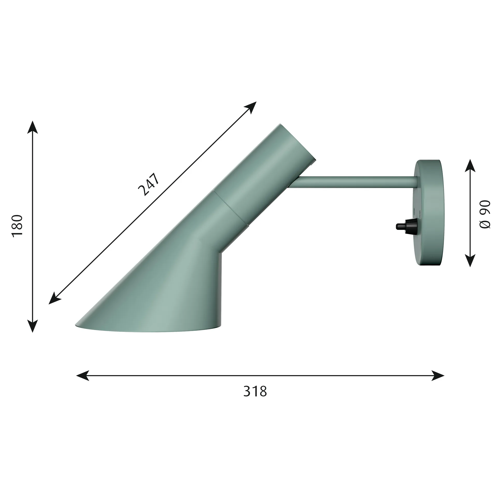 AJ wall lamp, Light petroleum Louis Poulsen