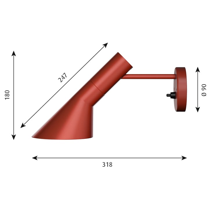 AJ wall lamp, Rust-red Louis Poulsen