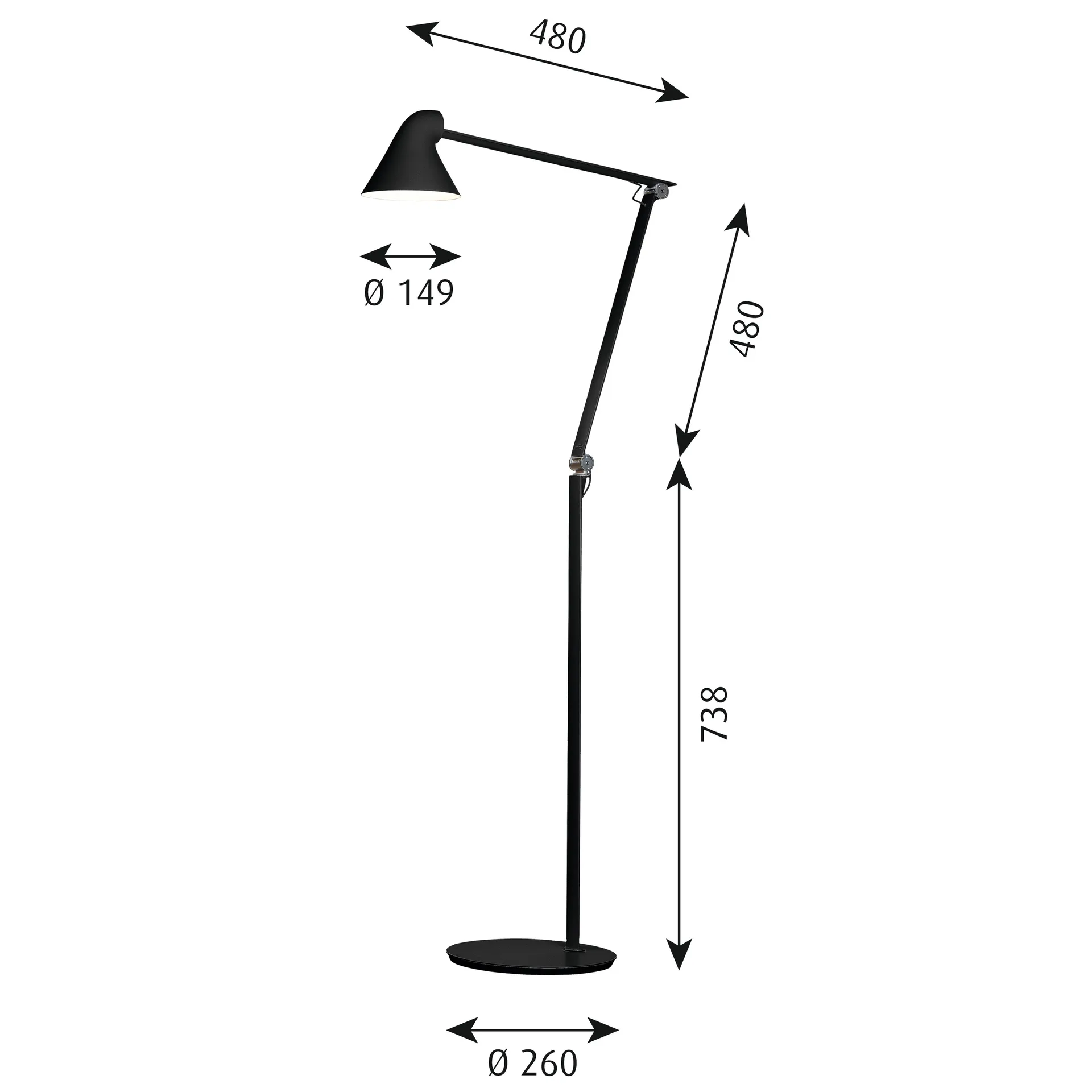 NJP floor lamp, Black Louis Poulsen