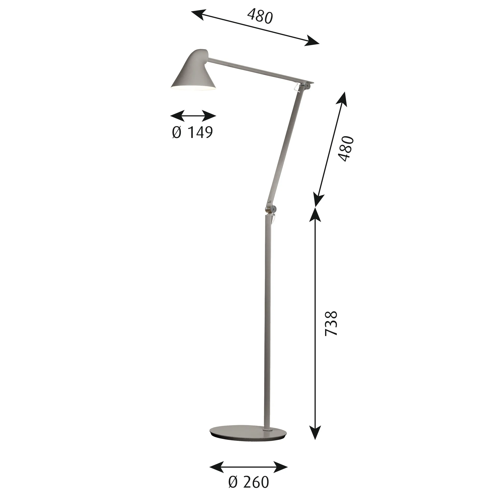 NJP floor lamp, Light grey Louis Poulsen