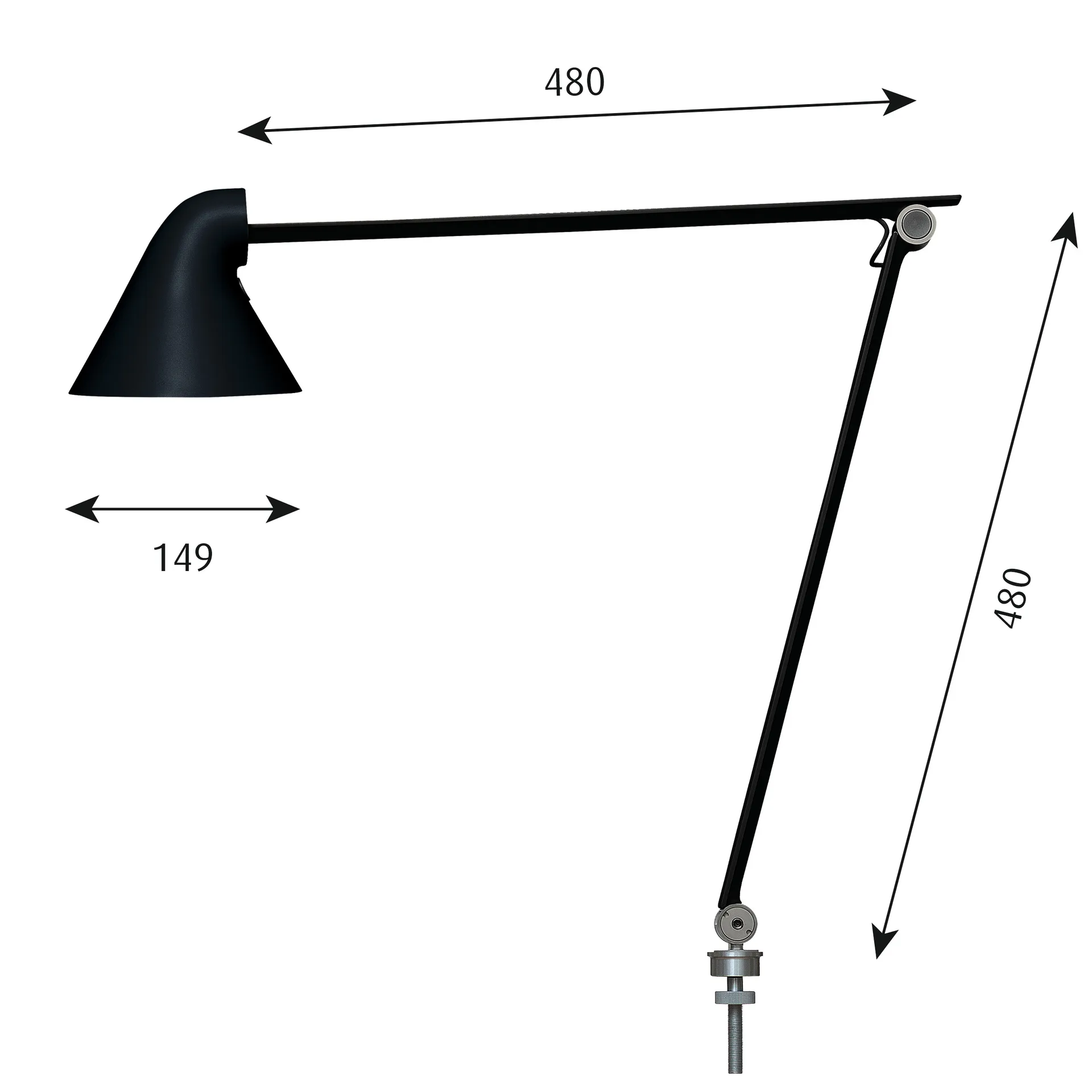 NJP table lamp Ø10 mm, Black Louis Poulsen