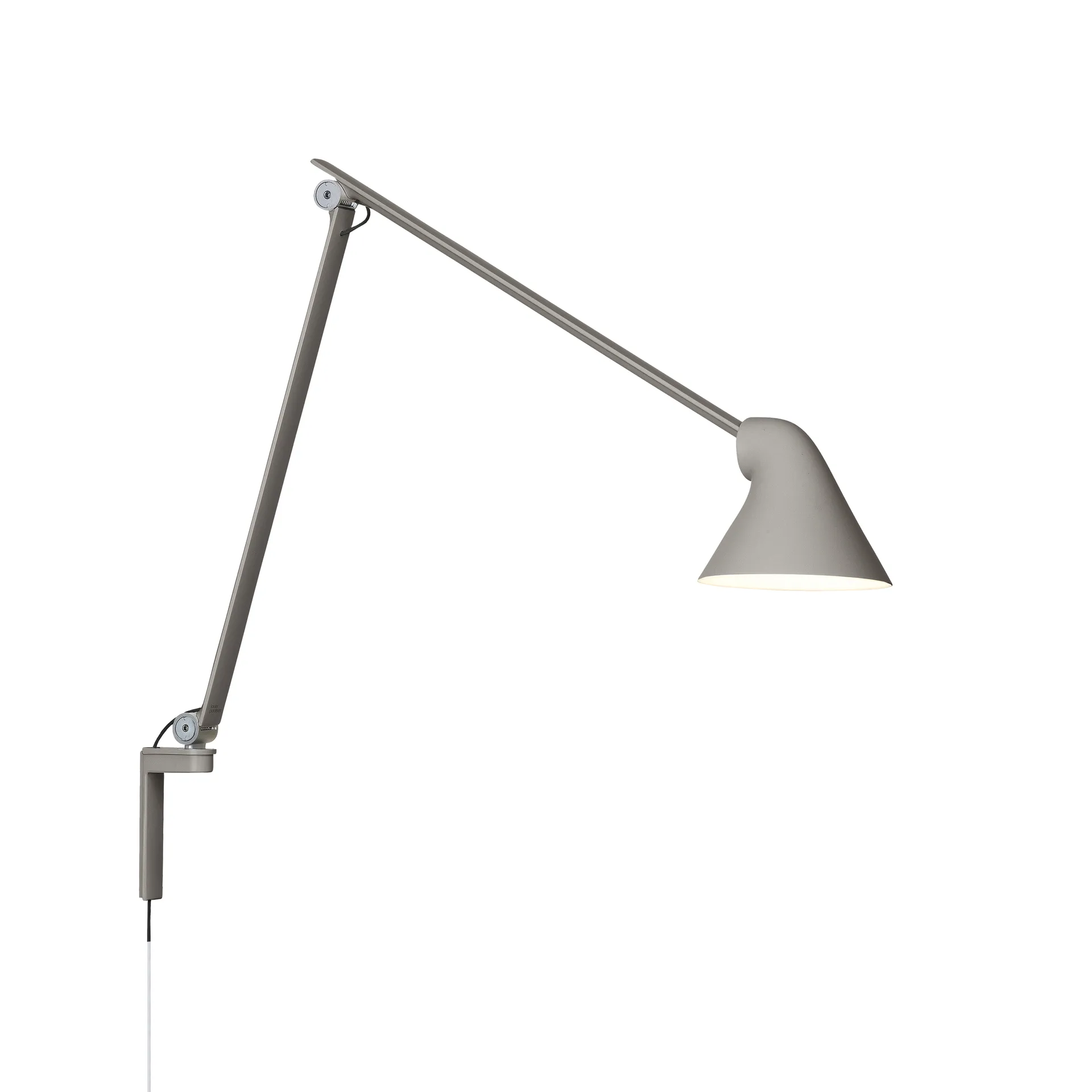 NJP wall lamp, Light grey, long arm, LED, 3000k Louis Poulsen