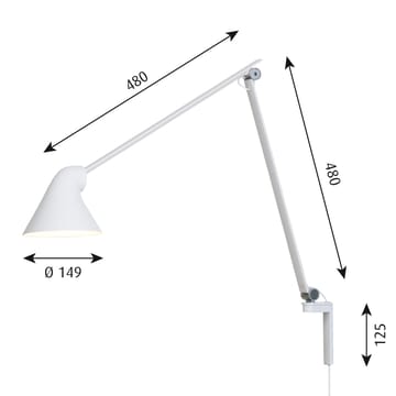 NJP wall lamp long arm - White - Louis Poulsen