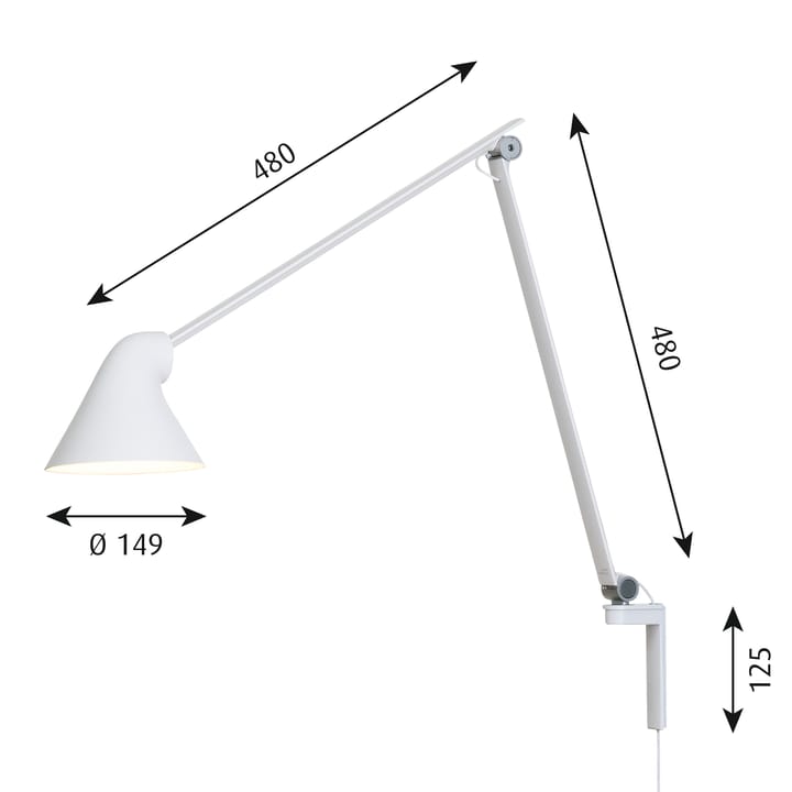 NJP wall lamp long arm - White - Louis Poulsen