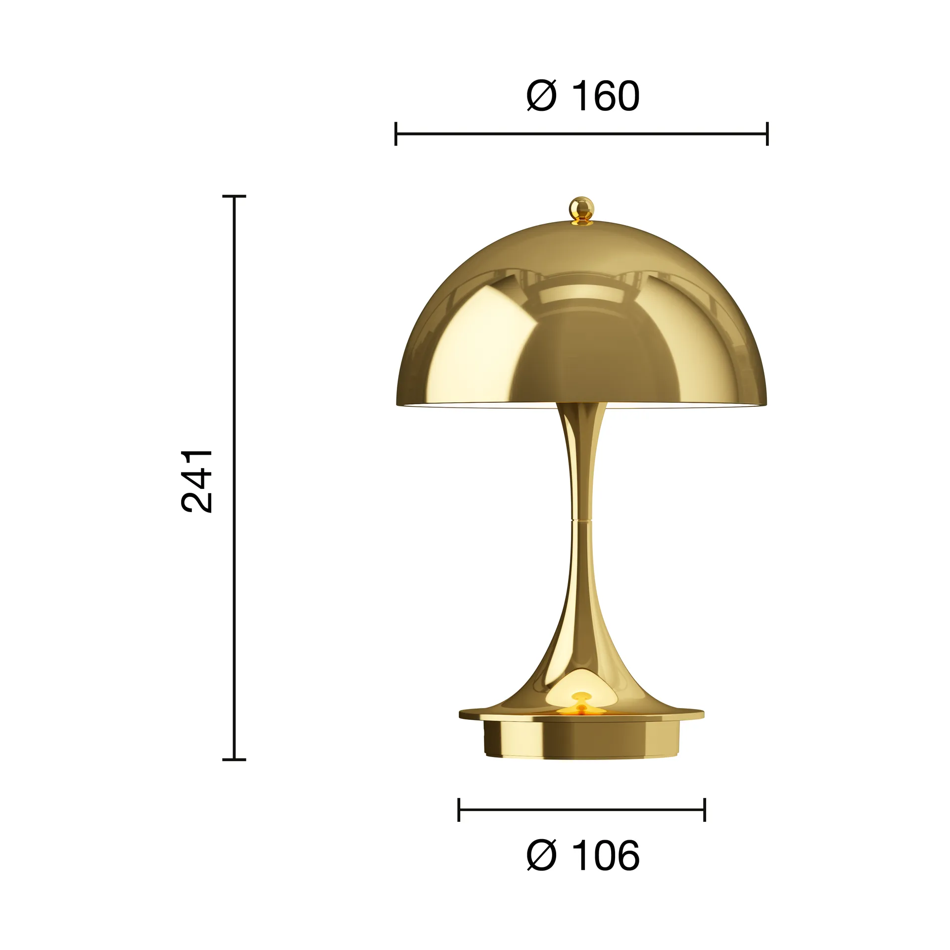 Panthella 160 Portable v3 table lamp, Brass metallised Louis Poulsen