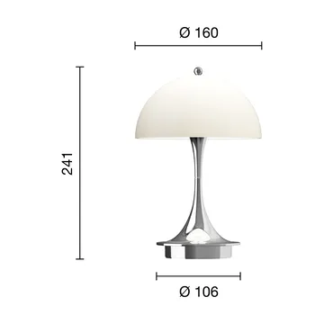 Panthella 160 Portable v3 table lamp - Chrome opal beige - Louis Poulsen