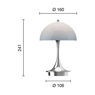 Panthella 160 Portable v3 table lamp - Chrome opal bluegrey - Louis Poulsen