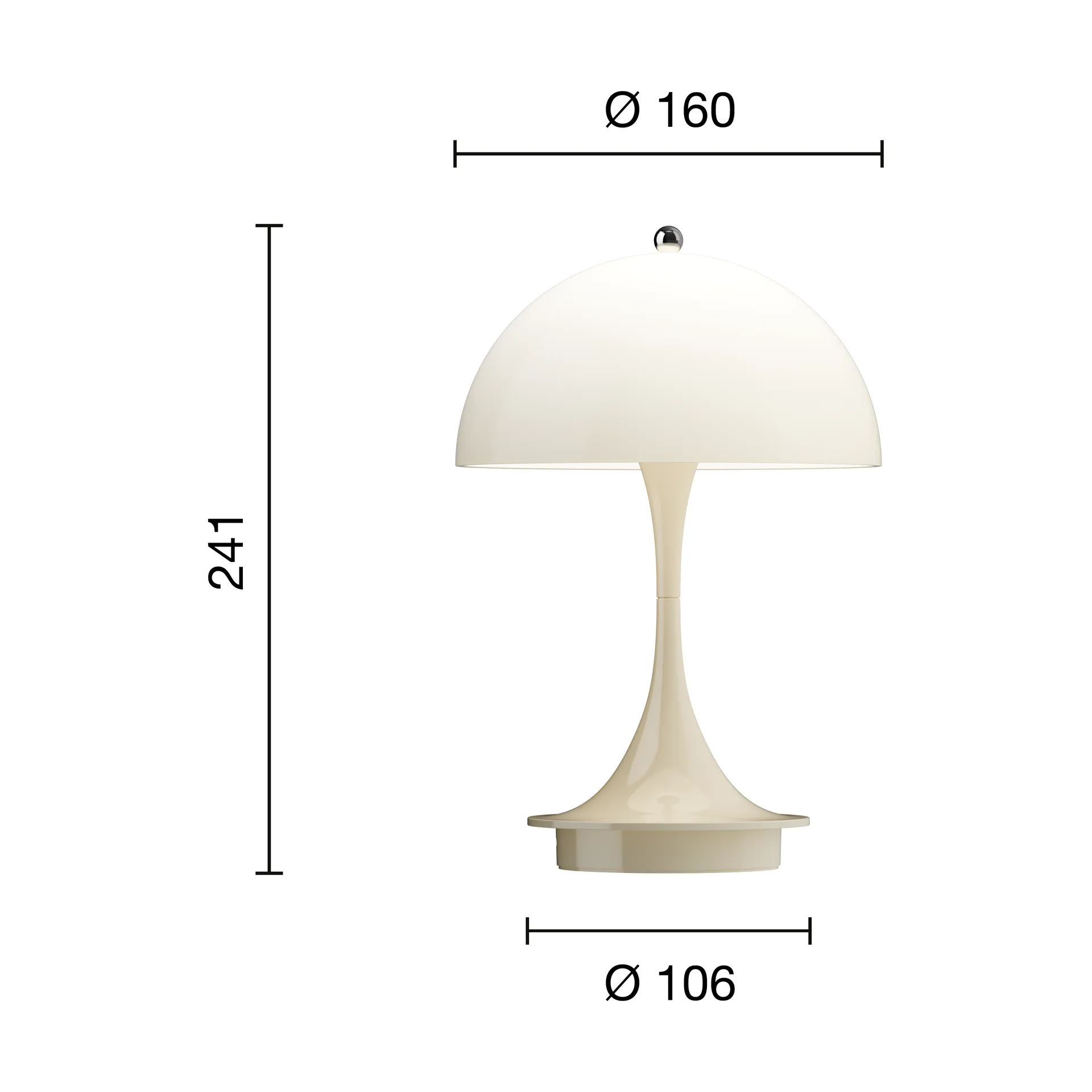 Panthella 160 Portable v3 table lamp, Opal beige Louis Poulsen