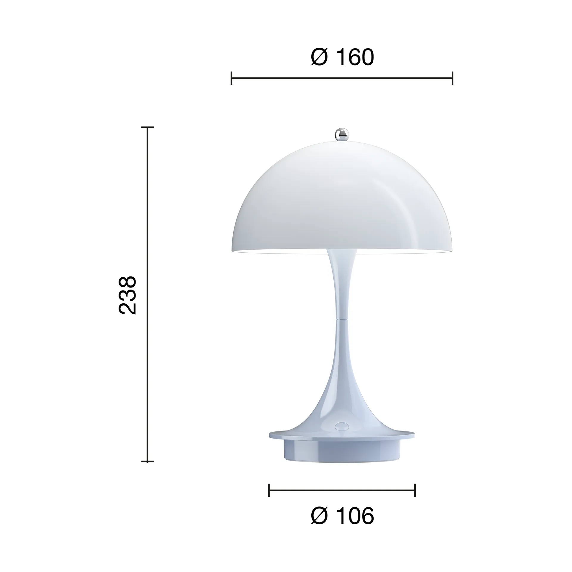 Panthella 160 Portable v3 table lamp, Opal pale blue Louis Poulsen