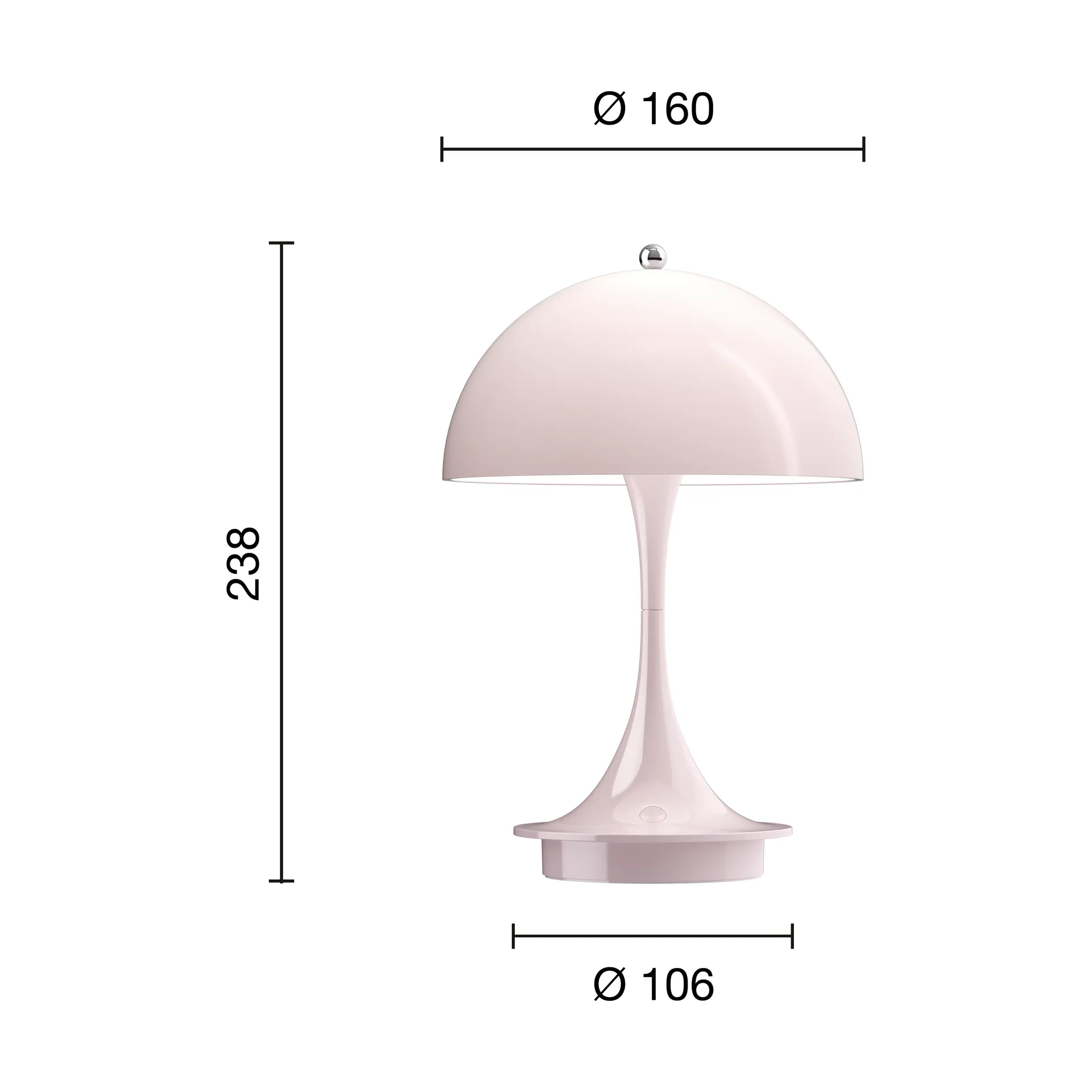 Panthella 160 Portable v3 table lamp, Opal pale rose Louis Poulsen
