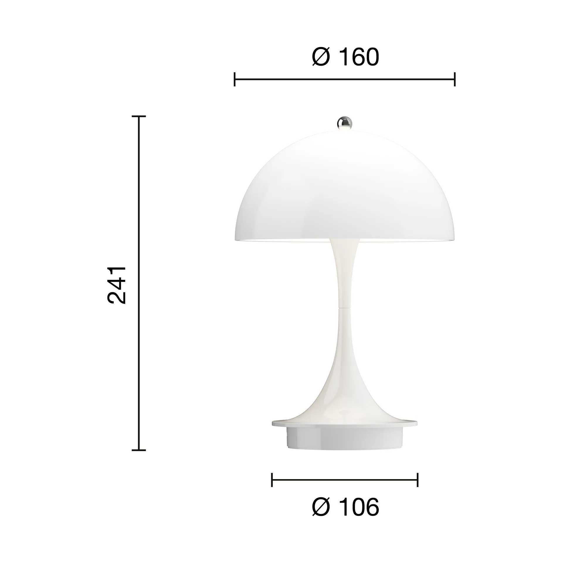 Panthella 160 Portable v3 table lamp, Opal white Louis Poulsen