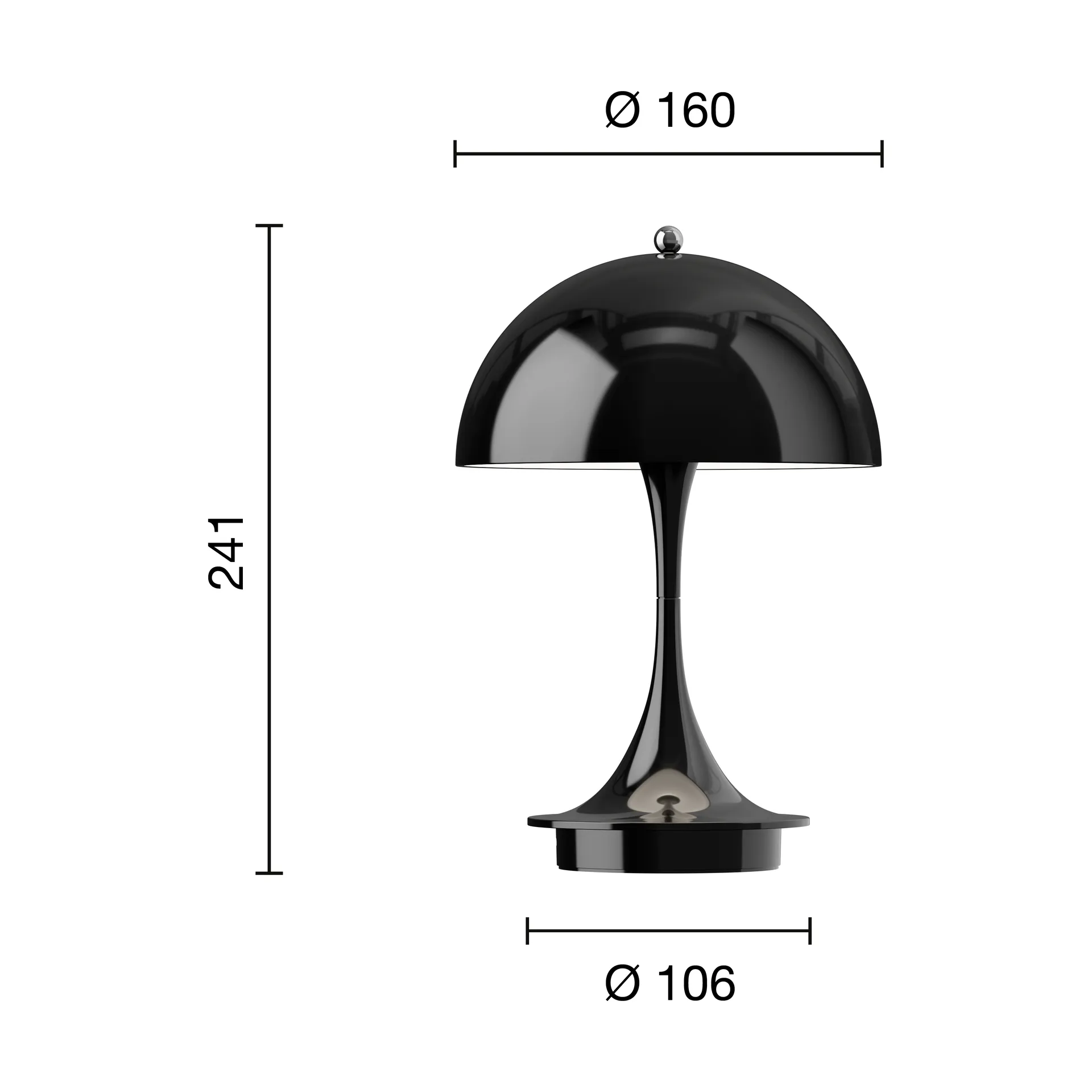 Panthella 160 Portable v3 table lamp, Opaque black Louis Poulsen