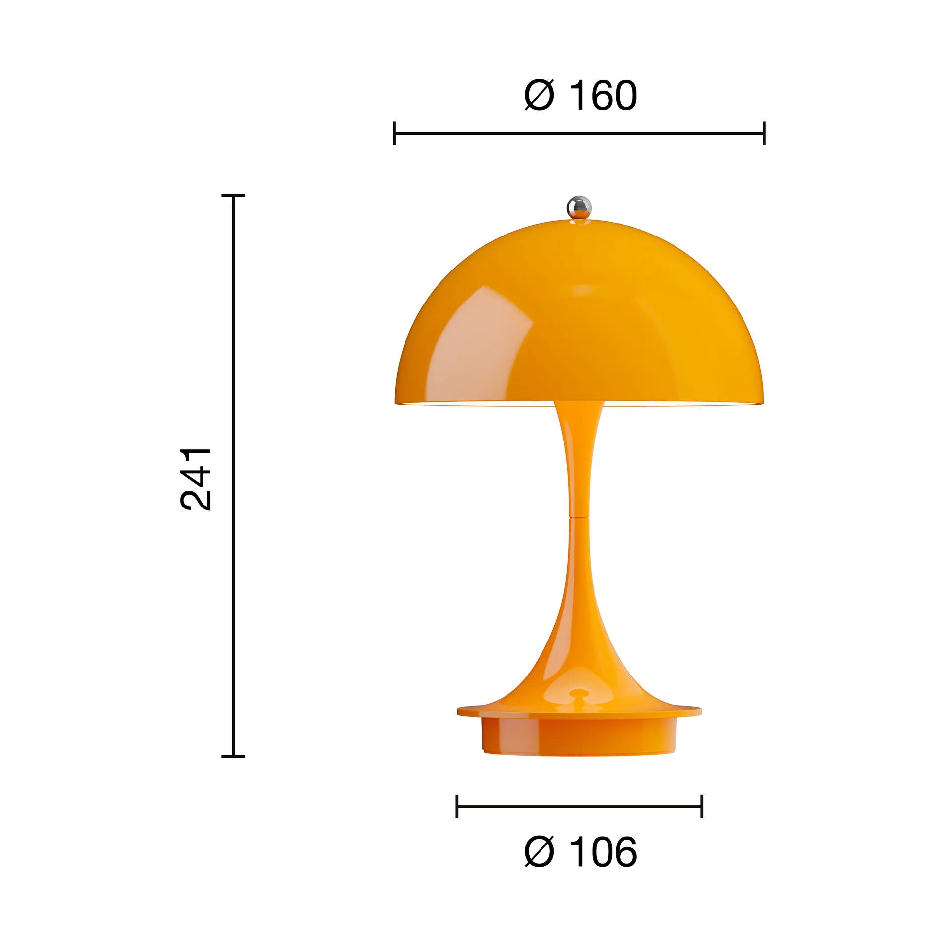 Panthella 160 Portable v3 table lamp, Opaque orange Louis Poulsen