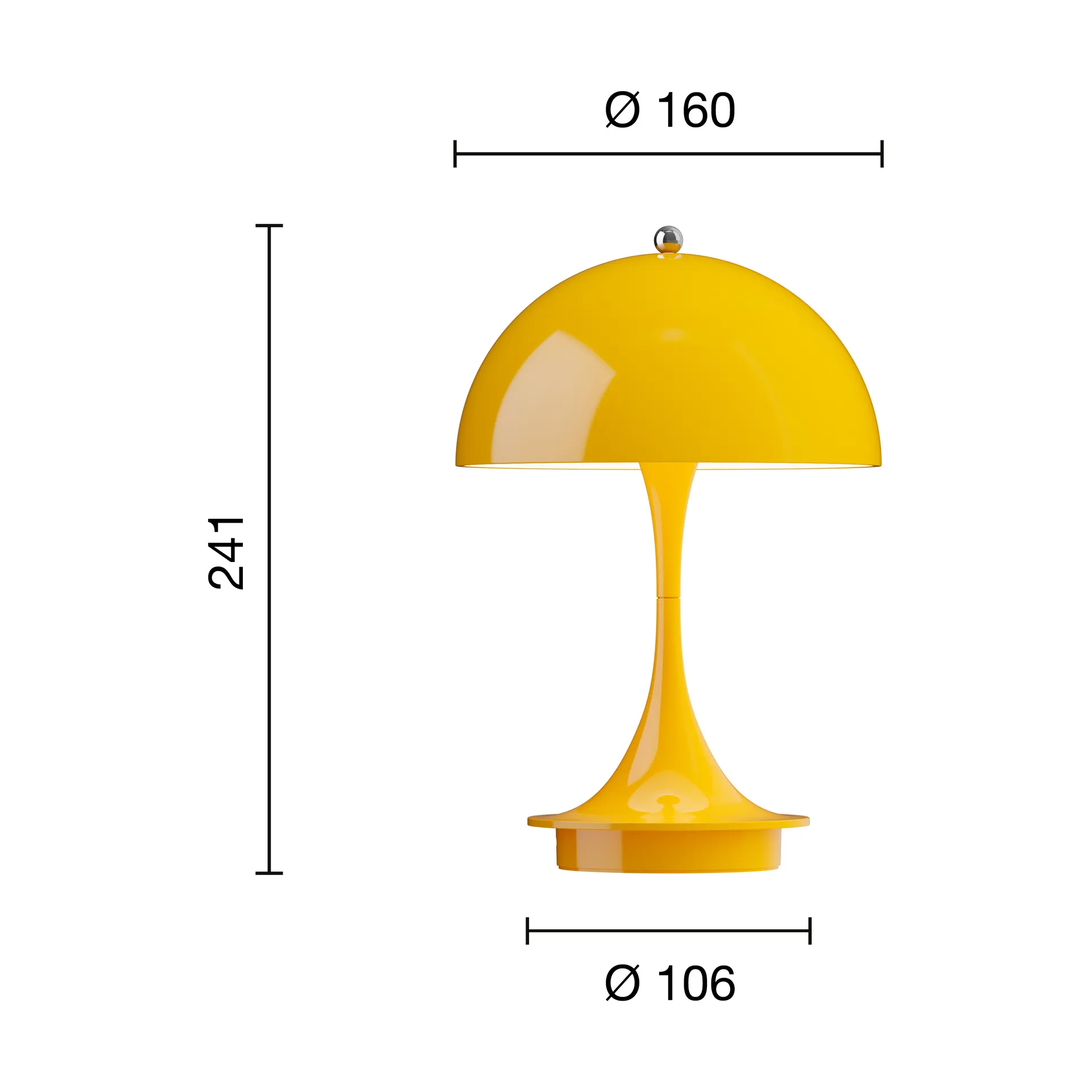 Panthella 160 Portable v3 table lamp, Opaque yellow Louis Poulsen